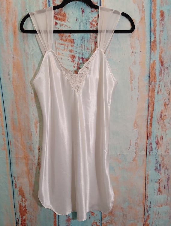 80's White Sexy Baby Doll Nightgown S/M No Tags (… - image 1