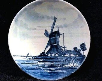 Vintage Delft Schoonhaven Windmill Plate