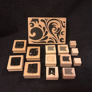 Wooden Rubber Stamp Boarders Patterns by Stampin&#39; Up and Ditto Designs and Spacers