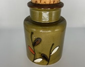 National Silver Company Stoneware Olive Green Canister Vintage Stoneware Nagoya Japan