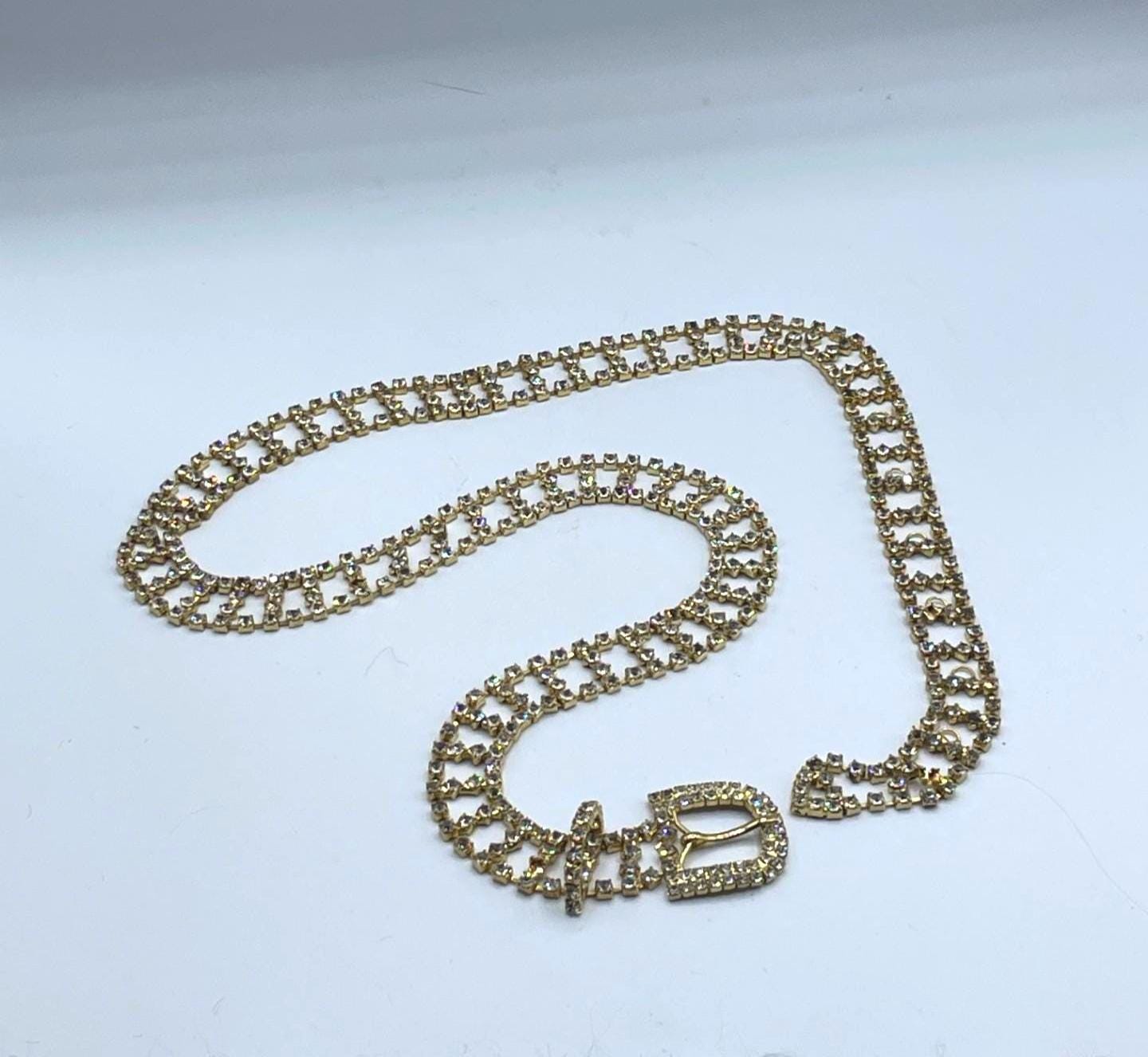 Vintage 1980s Gold Tone Rhinestone Belt - Etsy display picture 1