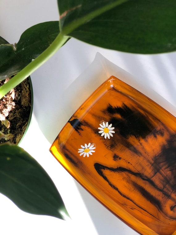1960s Enamel Daisy Flower Post Earrings | Vintage