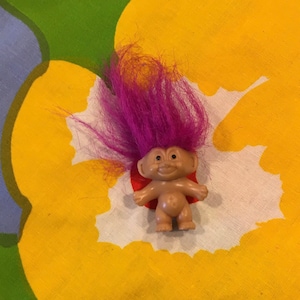 90s Vintage Troll Pendant w/ Hot Pink Hair - Russ Brand Treasure Trolls Jewelry - Retro Costume Jewelry - Pink Troll Doll Necklace Pendant