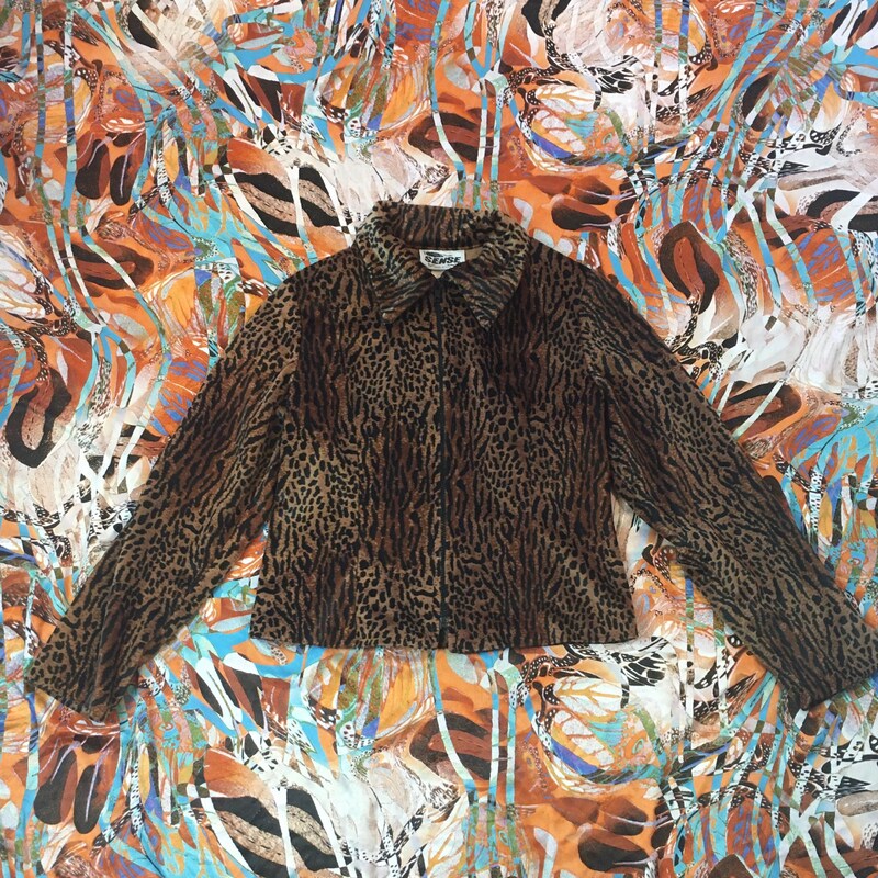 Longline Denim Jacket - Cheetah Print