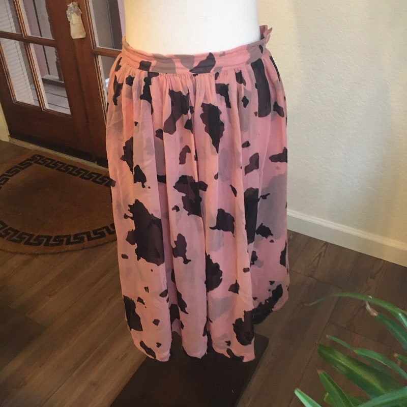Pink And Grey Cow Print Women's Skirt