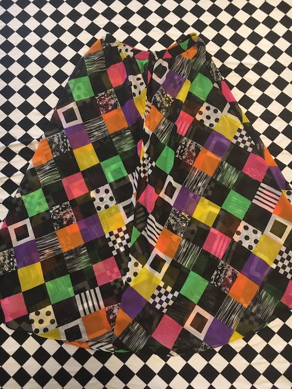 80s 90s Abstract Geometric All Over Print Maxi Skirt 80s New Wave 