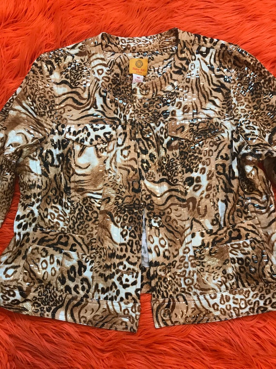 Shiny Vintage Animal Print Jacket - Lightweight Roberto Shiny Vintage Animal Print Jacket - Lightweight Roberto