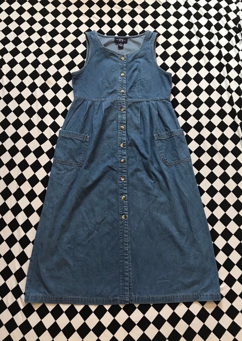blue jean dress with pockets
