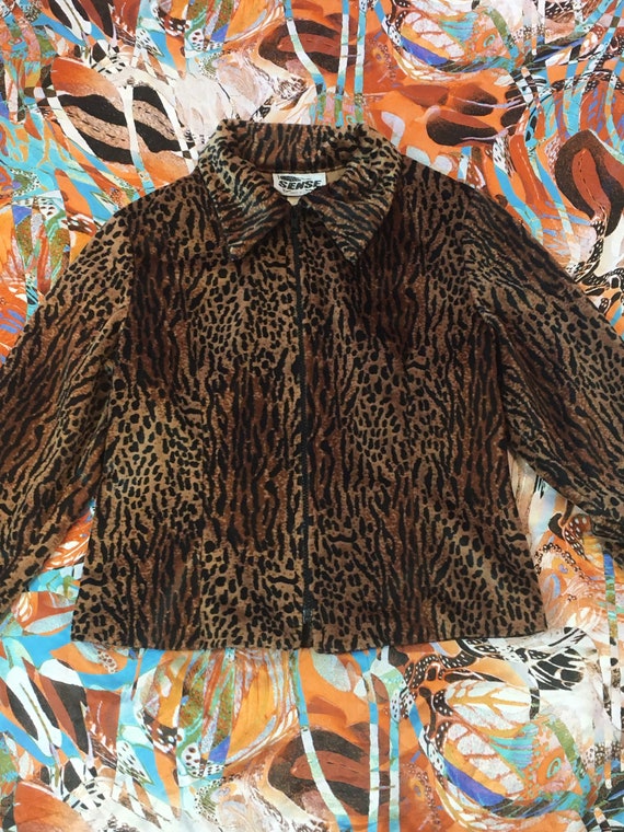 90s Vintage Soft Plush Animal Print Jacket - Wome… - image 3