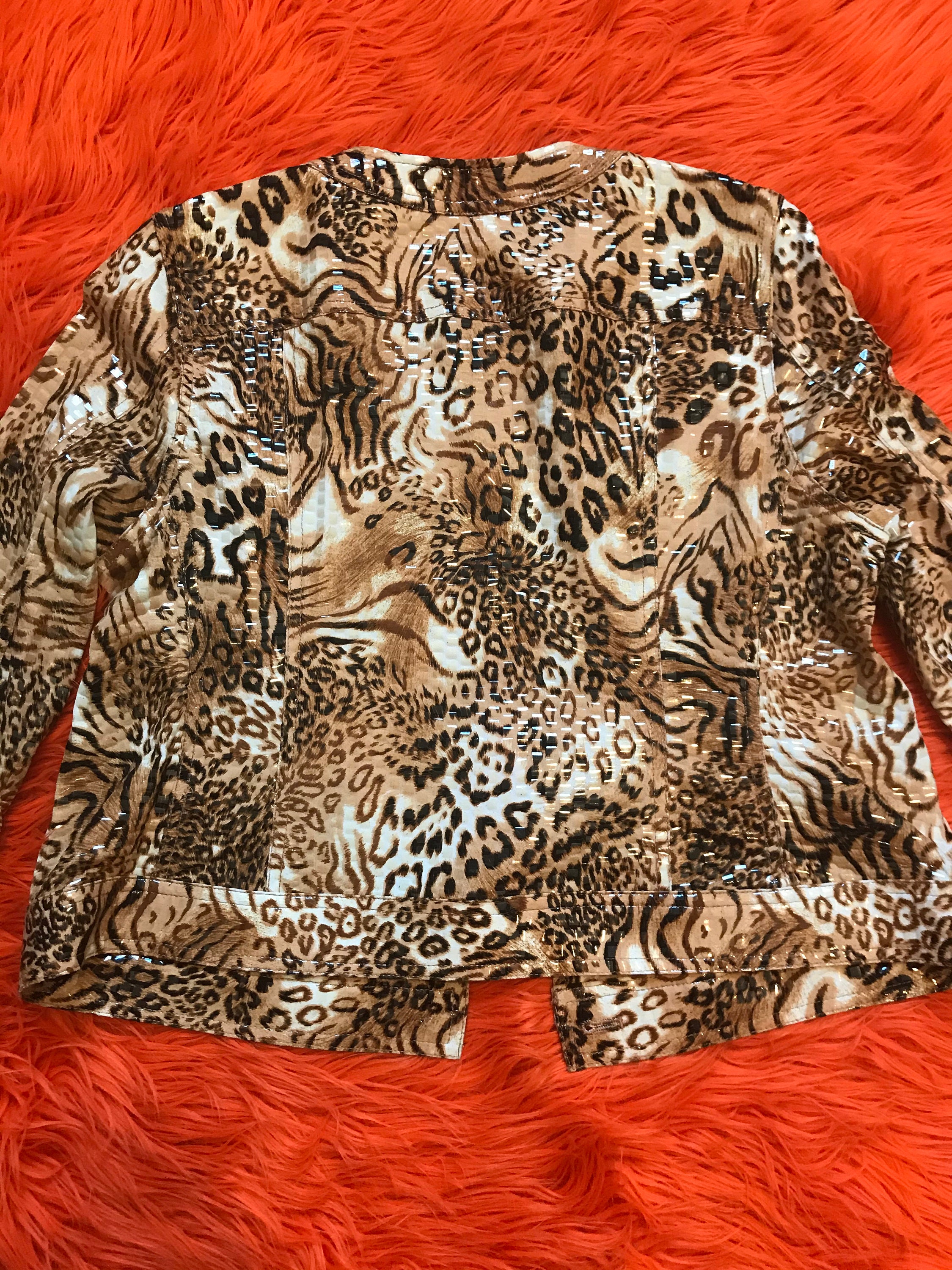 Shiny Vintage Animal Print Jacket - Lightweight Roberto Shiny Vintage Animal Print Jacket - Lightweight Roberto
