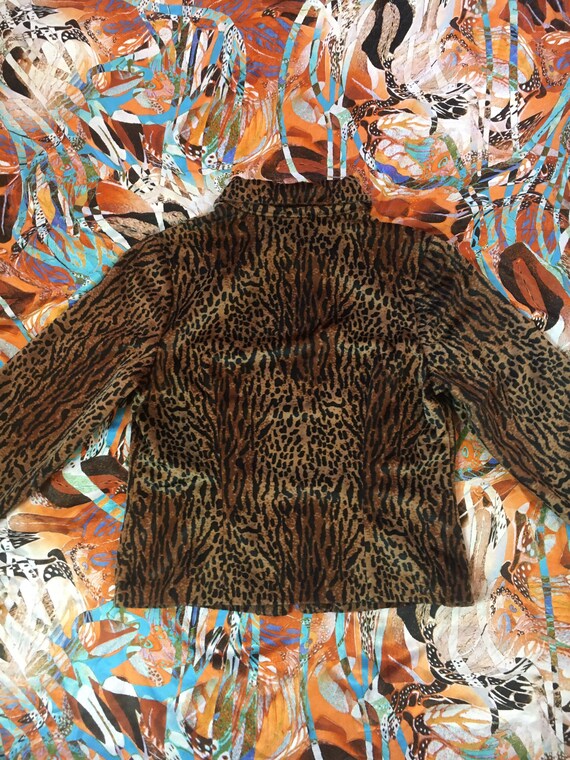 90s Vintage Soft Plush Animal Print Jacket - Wome… - image 9