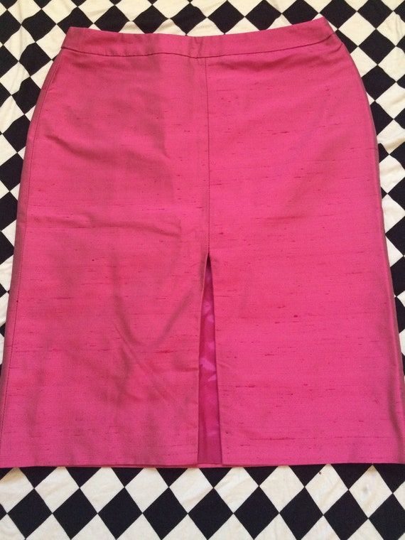 Vintage Versace Hot Pink Silk Pencil Skirt 90s Vtg Gem