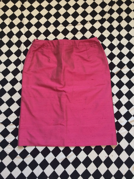 Vintage Versace Hot Pink Silk Pencil Skirt - 90s V