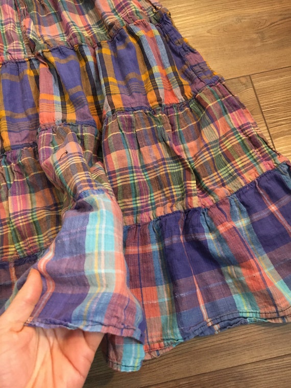 Vintage Plaid Midi Skirt - Boho Vintage Multicolo… - image 9