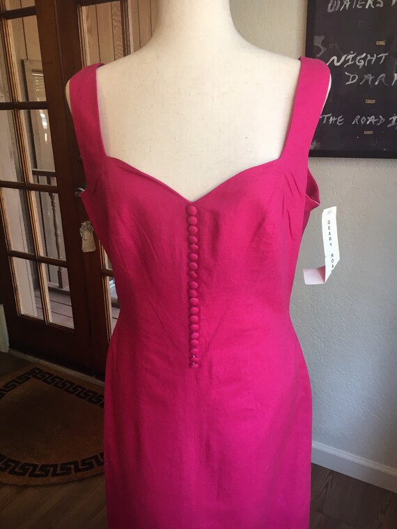 Deadstock / NWT 80s 90s Vintage Hot Pink Linen Ma… - image 2