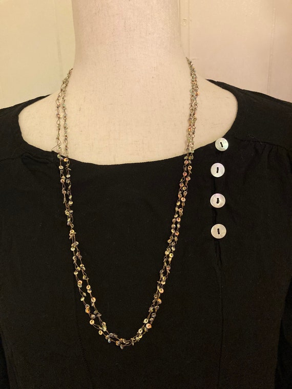 Vintage Sequin Necklace - Two Strand Necklace with