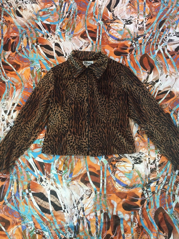 90s Vintage Soft Plush Animal Print Jacket - Wome… - image 2