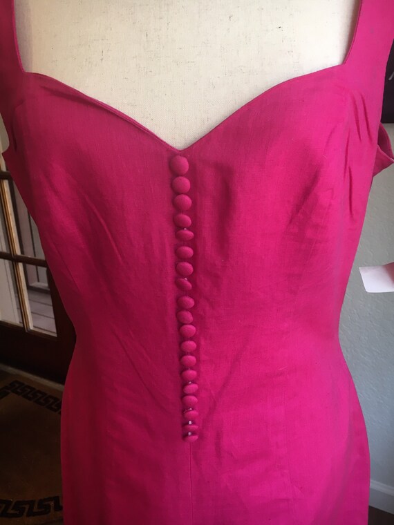 Deadstock / NWT 80s 90s Vintage Hot Pink Linen Ma… - image 3