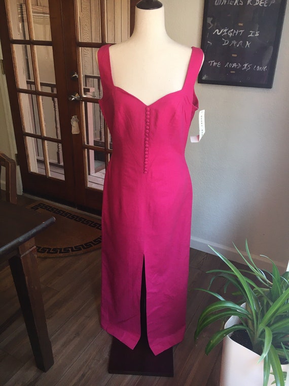 Deadstock / NWT 80s 90s Vintage Hot Pink Linen Ma… - image 1