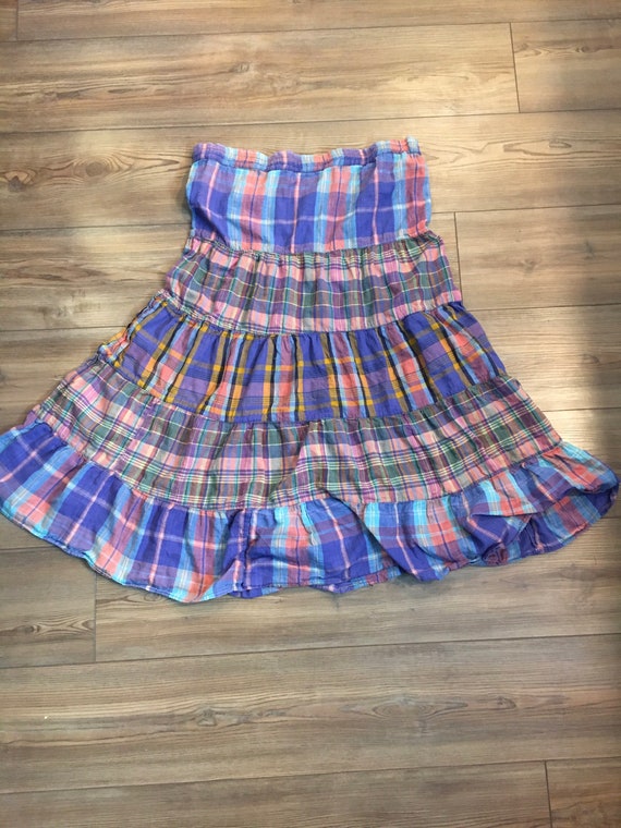 Vintage Plaid Midi Skirt - Boho Vintage Multicolo… - image 3