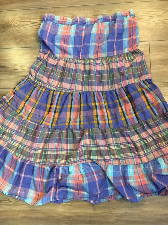 Vintage Plaid Midi Skirt - Boho Vintage Multicolo… - image 5