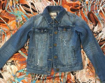 90s Vintage Mudd Brand Distressed Denim Trucker Jacket 90s Vintage Mudd Brand Distressed Denim Trucker Jacket