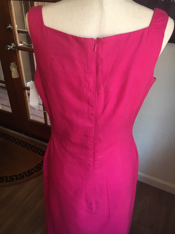 Deadstock / NWT 80s 90s Vintage Hot Pink Linen Ma… - image 9