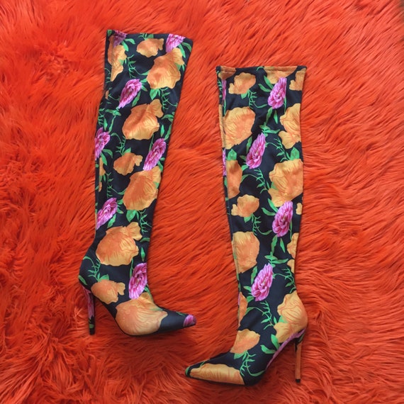 burnt orange thigh high boots