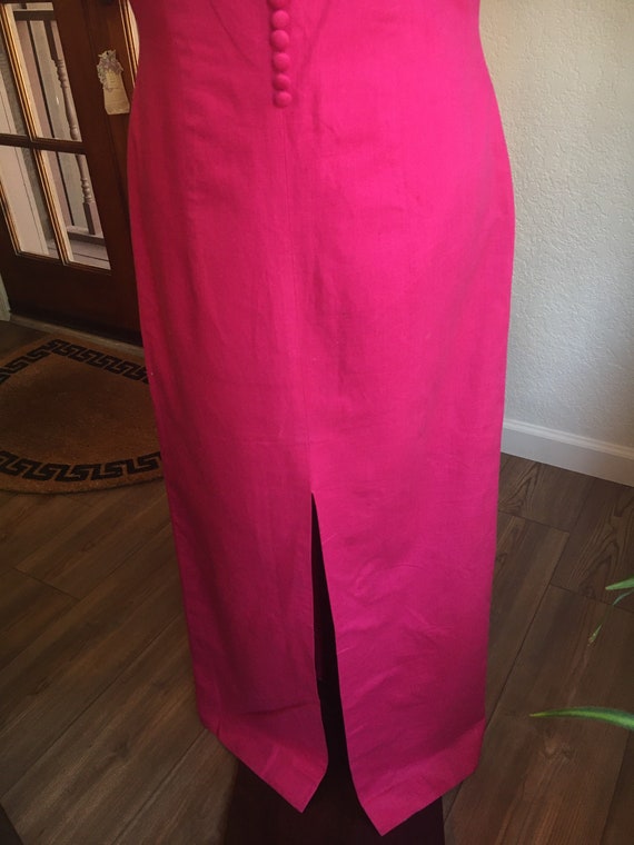 Deadstock / NWT 80s 90s Vintage Hot Pink Linen Ma… - image 5