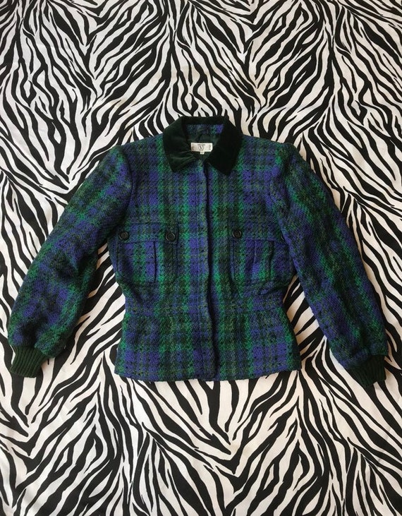 80s Vintage Valentino Miss V Blue & Green Plaid Ja
