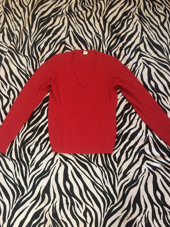 Vintage J Crew Cable Knit Sweater in Bright Watermelon Red - Size Small -  Womens V Neck Pullover - Merino Wool, Angora Rabbit Fur, Cashmere - Etsy