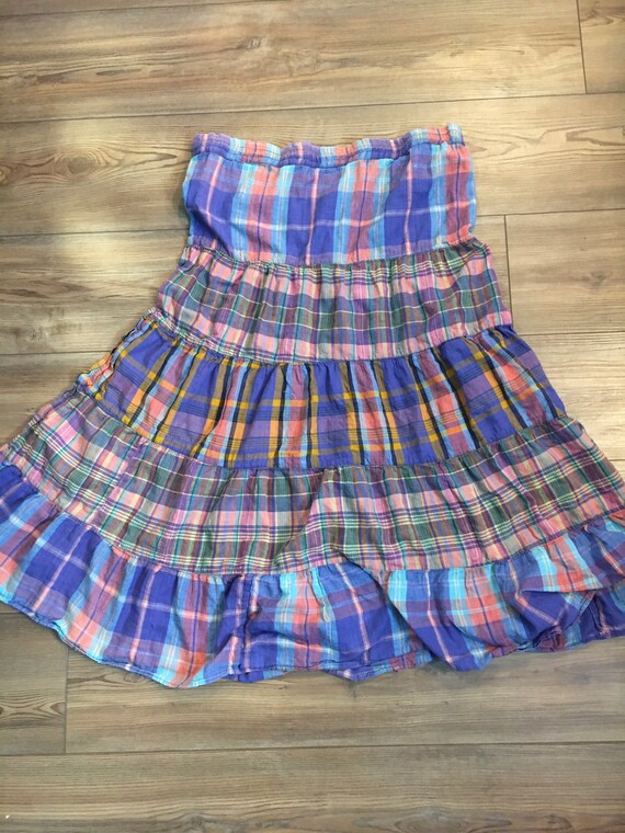 Vintage Plaid Midi Skirt - Boho Vintage Multicolo… - image 4