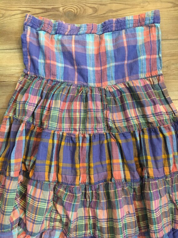 Vintage Plaid Midi Skirt - Boho Vintage Multicolo… - image 7