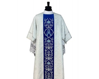 Marian Dalmatic with a deacon stole with a deacon stole, Deacon Dalmatic, Catholic Dalmatic, Liturgical Dalmatic, Vestments for Priest,