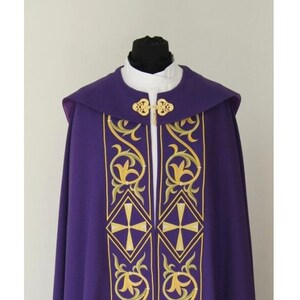 Gothic style Cope with a matching stole, Purple Cope, Cope for Priest, Catholic Copes, Liturgical Cope, Pastor Gift, Cope for Ordination.