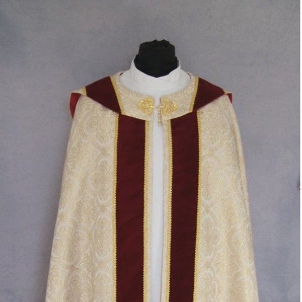 Semi-gothic style Cope with a matching stole, Gold Chasuble, Vestments for Priest, Catholic Vestments, Liturgical Chasuble.