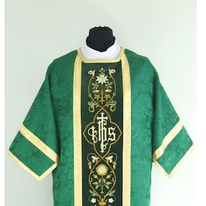 Roman Green Dalmatic, Deacon Dalmatic, Catholic Dalmatic, Liturgical Dalmatic, Vestments for Priest, Catholic Chasuble, Liturgical.