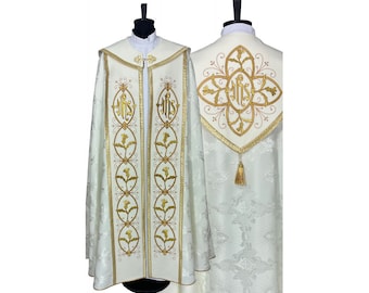 Gothic style Cope with a matching stole,  Cope for Priest, Catholic Vestments, Liturgical Chasuble, Pastor Gift.