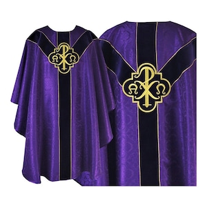 Vestment Purple - Gothic style chasuble  with a matching Stole, , Catholic Vestments, Vestments for Priest, Catholic Vestments, Liturgical