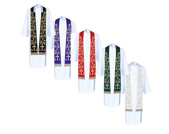 Roman style Priests Stole of 5 colours, Chasuble Stole, Stole for Priest, Catholic Stole, Liturgical Stole, Clergy stole, Pastor Gift