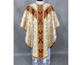 set chasuble with a priest stole- Semi Gothic style Chasuble with a matching Stole, Vestments for Priest, Catholic Vestments. Gift