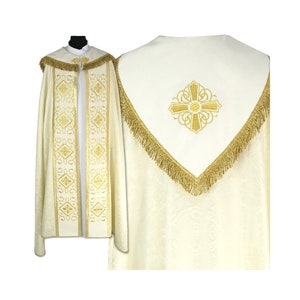Gothic style Cope with a matching stole, Gold Chasuble, Vestments for Priest, Catholic Vestments, Pastor Gift, Chasuble for Ordination.