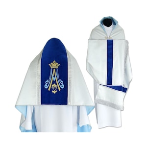 Marian Humeral Veil with a lining and fringe, Vestments for Priest, Liturgical Chasuble, Pastor Gift, Velum Humerale, Cope and humeral veil
