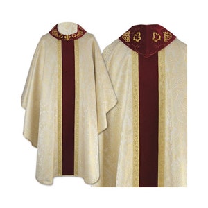 Vestment Gold, Gothic style Chasuble with a matching stole, Vestments for Priest, Catholic Vestments, Liturgical Chasuble.