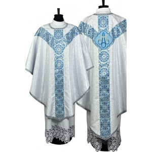 Marian Chasuble, Semi-gothic chasuble with a priest stole, Vestments for Priest, Catholic Vestments, Pastor Gift, Chasuble for Ordination.