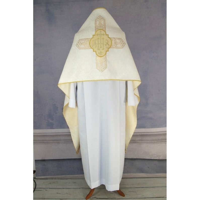 Cope and veil with, Vestments for Priest, Catholic Vestments, Liturgical Chasuble, Liturgical Cope, Pastor Gift, Cope for Ordination. image 7