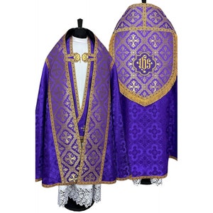 Gothic Cope, Purple Cope, Cope for Priest, Catholic Vestments, Liturgical Chasuble, Priest gift, Pastor gift, Vestments for Priest