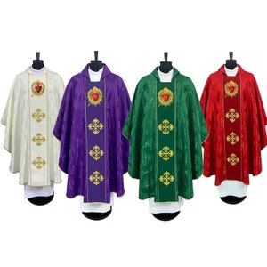 Gothic style Chasuble with a matching stole, Vestments for Priest, Catholic Vestments, Liturgical Chasuble, Priest gift, All Color Chasubles