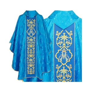 Vestments Marian - Chasuble, Blue Chasuble, Vestments for Priest, Catholic Vestments, Liturgical Chasuble, Pastor Gift.