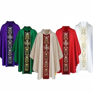 Gothic style Chasuble with a matching stole, Vestments for Priest, Catholic Vestments, Liturgical Chasuble, Priest gift, All Color Chasubles
